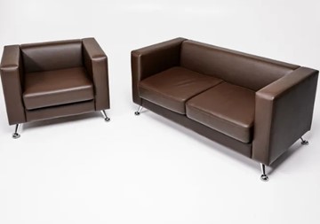Комплект мебели Альбиони коричневый кожзам  диван 2Д + кресло в Нягани