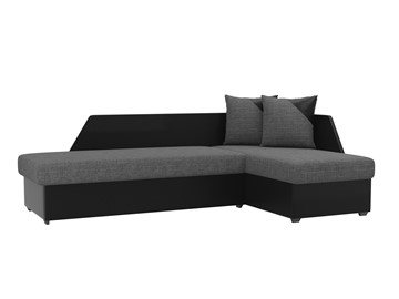 Угловой диван с оттоманкой Андора, Серый/Черный (рогожка/экокожа) в Лангепасе