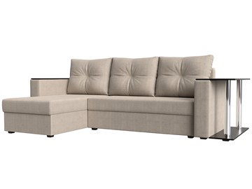 Угловой диван с оттоманкой Атланта Лайт, Бежевый (рогожка) в Нижневартовске