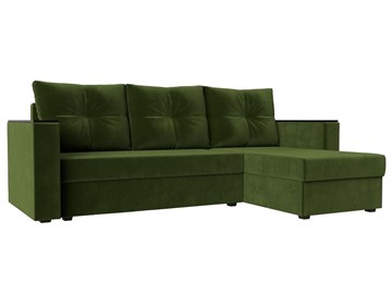 Угловой раскладной диван Атланта Лайт Б/С, Зеленый (Микровельвет) в Когалыме