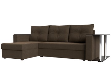 Угловой диван с оттоманкой Атланта Лайт, Коричневый (рогожка) в Лянторе