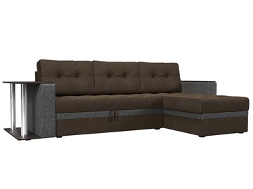 Угловой диван для гостиной Атланта М, Коричневый/Серый/Серые подлокотники (рогожка) в Югорске