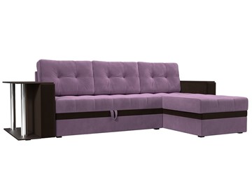 Угловой раскладной диван Атланта М, Сиреневый/Коричневый (микровельвет) в Лангепасе