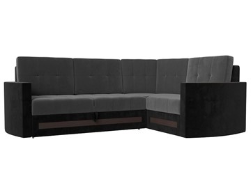 Угловой раскладной диван Белла, Серый/Черный (Велюр) в Урае