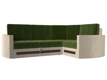 Угловой диван Белла, Зеленый/Бежевый (Микровельвет) в Советском