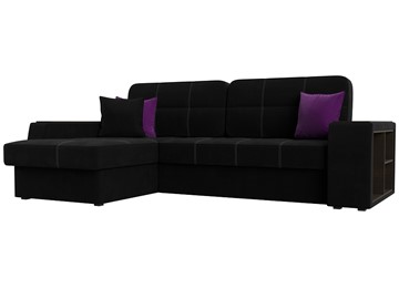 Угловой диван Брюссель, Черный/фиолетовый (вельвет) в Урае