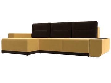 Угловой диван Чикаго, Желтый/Коричневый (микровельвет) в Нижневартовске