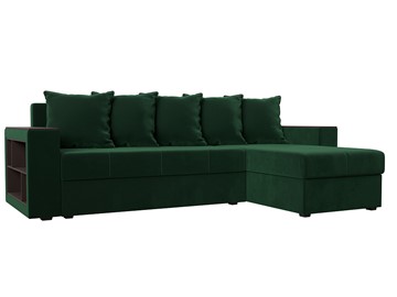 Угловой диван с оттоманкой Дубай Лайт, Зеленый (велюр) в Когалыме