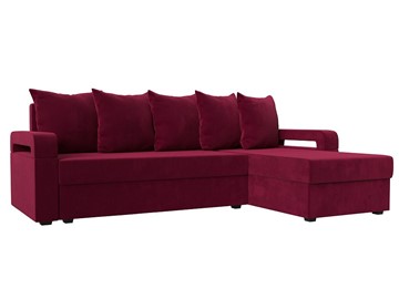 Угловой диван с оттоманкой Гермес Лайт, Бордовый (Микровельвет) в Когалыме