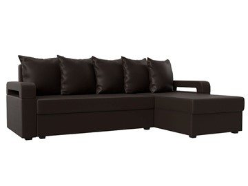 Угловой диван с оттоманкой Гермес Лайт, Коричневый (экокожа) в Урае