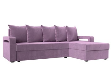 Угловой диван с оттоманкой Гермес Лайт, Сиреневый (Микровельвет) в Урае