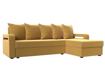 Угловой диван с оттоманкой Гермес Лайт, Желтый (Микровельвет) в Урае