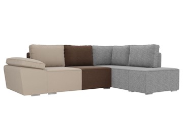 Угловой диван для гостиной Хавьер, Бежевый/Коричневый/Серый (рогожка) в Нягани