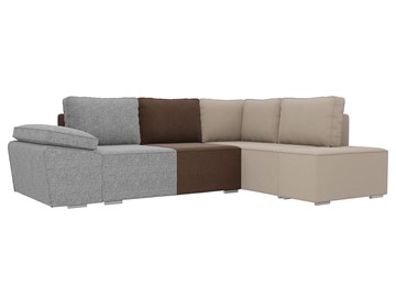 Угловой диван для гостиной Хавьер, Серый/Коричневый/Бежевый (рогожка) в Лангепасе