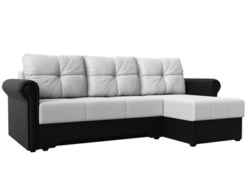 Угловой раскладной диван Леон боннель, Белый/Черный (Экокожа) в Нефтеюганске