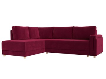 Угловой раскладной диван Лига-024, Бордовый (Микровельвет) в Урае