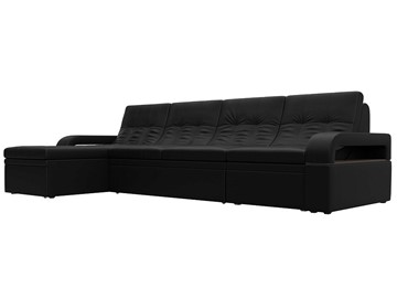 Угловой раскладной диван Лига-035 Лонг, Черный (Экокожа) в Нягани