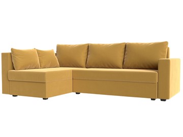 Угловой раскладной диван Мансберг, Желтый (Микровельвет) в Урае