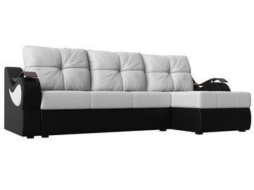 Угловой диван Меркурий, Белый/черный (экокожа) в Лангепасе