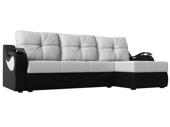 Угловой диван Меркурий, Белый/черный (экокожа) в Югорске - изображение