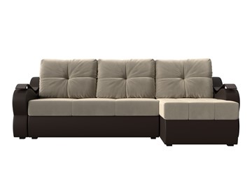 Угловой диван Меркурий, Бежевый/коричневый (вельвет/экокожа) в Лангепасе - предосмотр 1