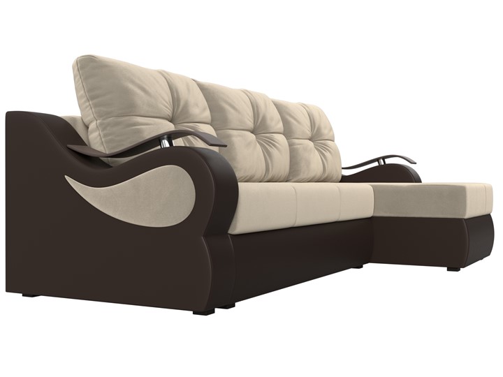 Угловой диван Меркурий, Бежевый/коричневый (вельвет/экокожа) в Лангепасе - изображение 2