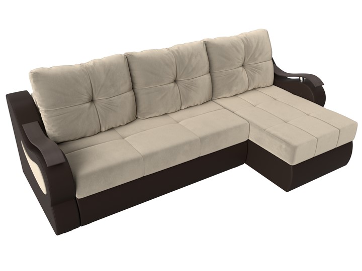 Угловой диван Меркурий, Бежевый/коричневый (вельвет/экокожа) в Когалыме - изображение 4