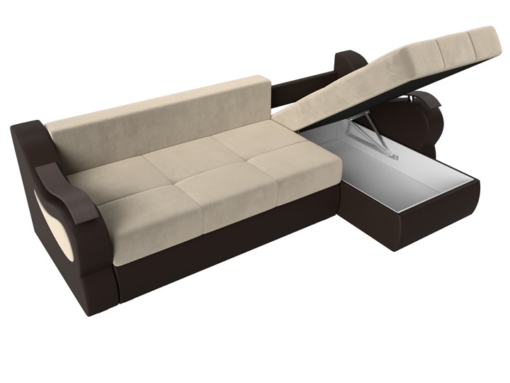 Угловой диван Меркурий, Бежевый/коричневый (вельвет/экокожа) в Когалыме - изображение 6