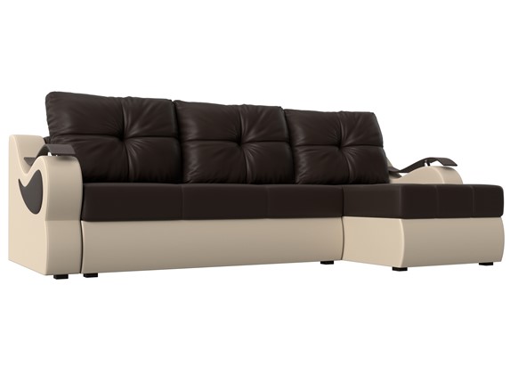 Угловой диван Меркурий, Коричневый/бежевый (экокожа) в Лангепасе - изображение