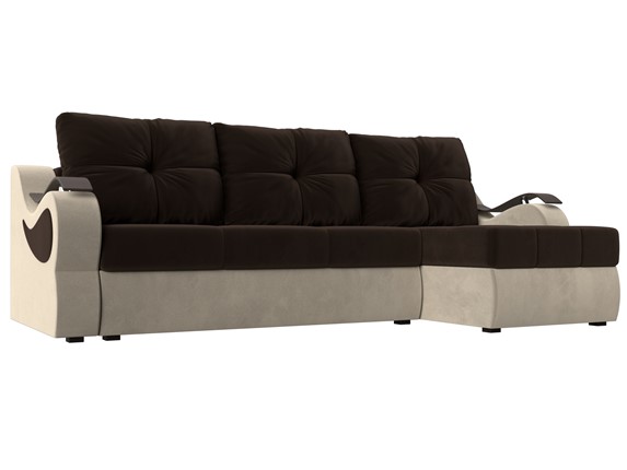 Угловой диван Меркурий, Коричневый/бежевый (вельвет) в Лангепасе - изображение
