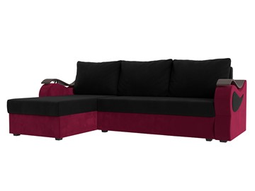 Угловой раскладной диван Меркурий Лайт, Черный/Бордовый (микровельвет) в Урае