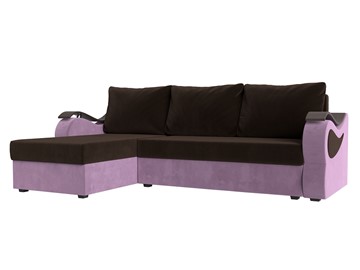 Угловой диван с оттоманкой Меркурий Лайт, Коричневый/Сиреневый (микровельвет) в Лангепасе