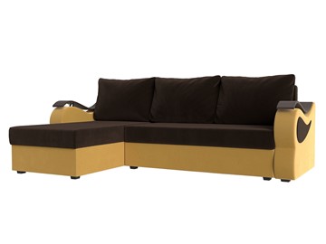 Угловой раскладной диван Меркурий Лайт, Коричневый/Желтый (микровельвет) в Лангепасе