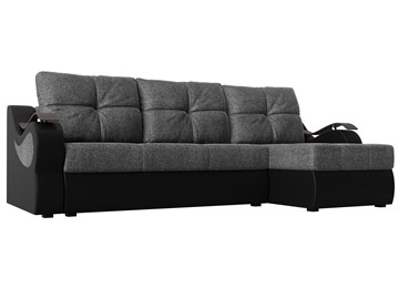 Угловой диван Меркурий, Серый/черный (рогожка/экокожа) в Советском