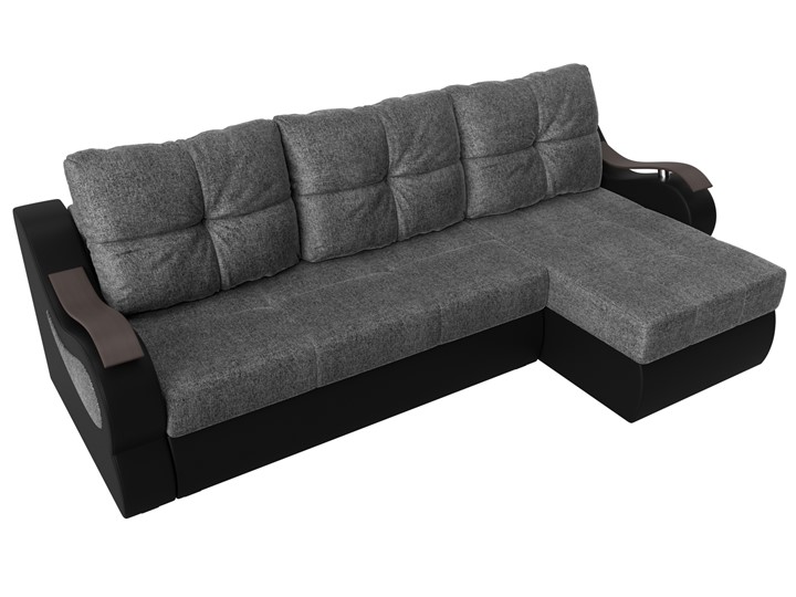 Угловой диван Меркурий, Серый/черный (рогожка/экокожа) в Радужном - изображение 4