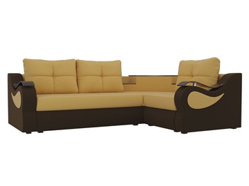 Угловой диван для гостиной Митчелл, Желтый/Коричневый (микровельвет) в Ханты-Мансийске