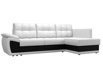 Угловой раскладной диван Нэстор прайм, Белый/Черный (экокожа) в Лангепасе