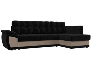 Угловой раскладной диван Нэстор прайм, Черный/Бежевый (велюр) в Урае