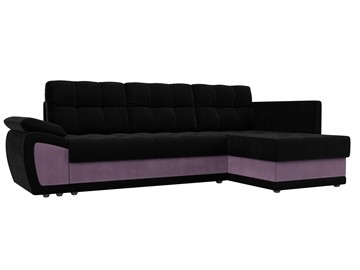 Угловой диван для гостиной Нэстор прайм, Черный/Сиреневый (микровельвет) в Советском - предосмотр