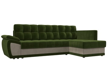 Угловой раскладной диван Нэстор прайм, Зеленый/Бежевый (микровельвет) в Когалыме