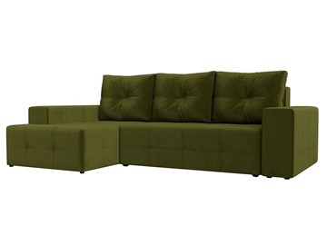Угловой диван с оттоманкой Перри, Зеленый (микровельвет) в Радужном
