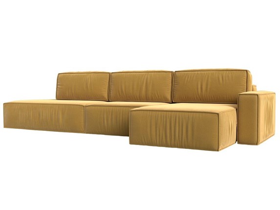Угловой раскладной диван Прага Модерн лонг, Желтый (микровельвет) в Урае - изображение