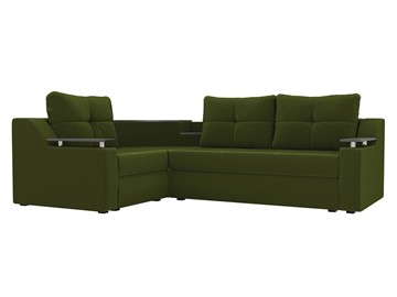Угловой раскладной диван Тесей Боннель, Зеленый (Микровельвет) в Лангепасе