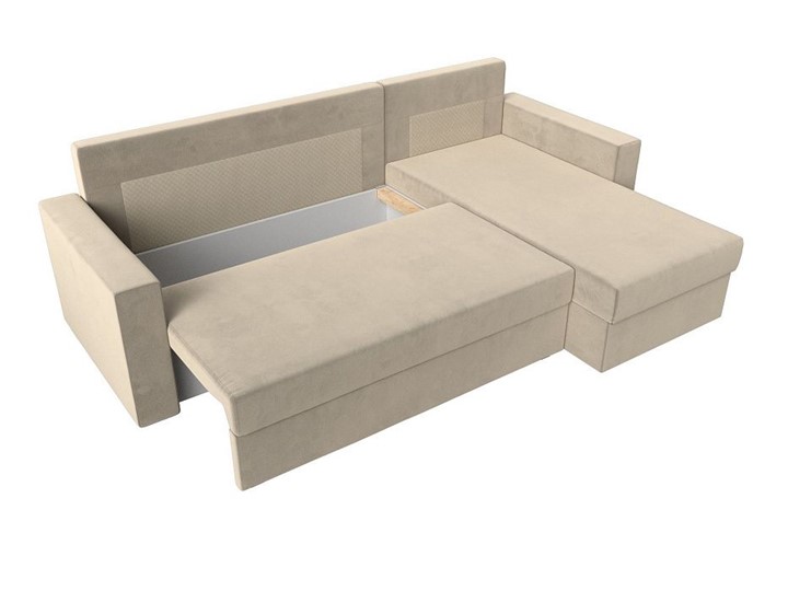 Угловой диван с оттоманкой Траумберг Лайт, Бежевый (микровельвет) в Когалыме - изображение 1