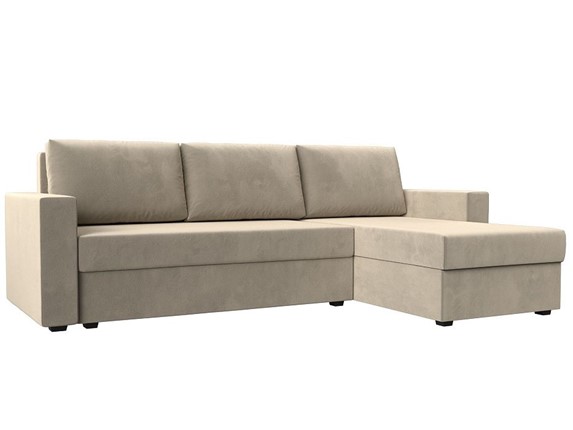 Угловой диван с оттоманкой Траумберг Лайт, Бежевый (микровельвет) в Радужном - изображение
