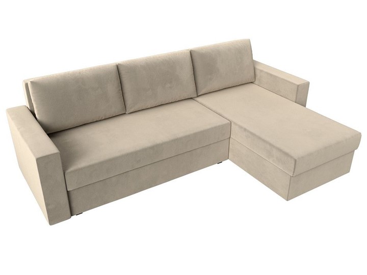 Угловой диван с оттоманкой Траумберг Лайт, Бежевый (микровельвет) в Когалыме - изображение 8
