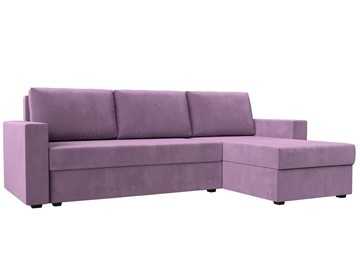 Угловой диван с оттоманкой Траумберг Лайт, Сиреневый (микровельвет) в Радужном