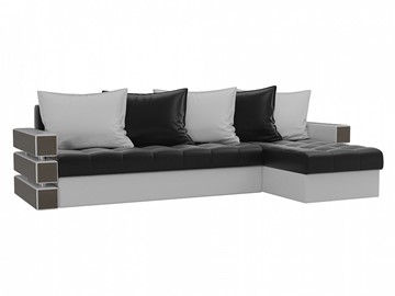 Угловой диван Венеция, Черный/Белый (экокожа) в Лангепасе