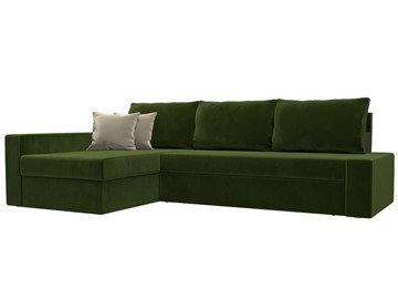 Угловой диван для гостиной Версаль, Зеленый/Бежевый (микровельвет) в Радужном