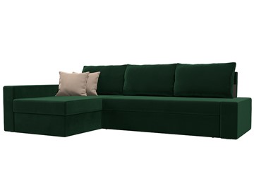 Угловой диван для гостиной Версаль, Зеленый/Бежевый (велюр) в Ханты-Мансийске